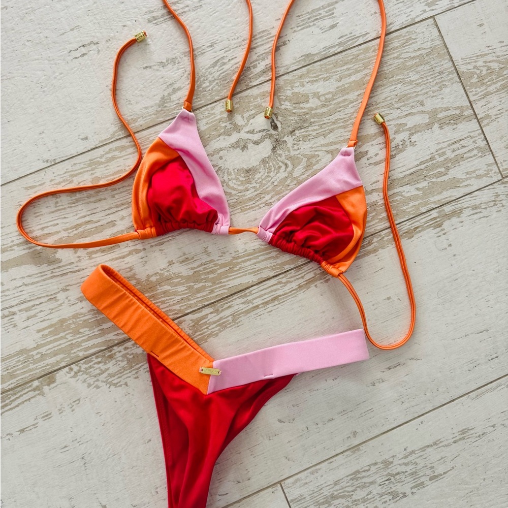 Beach bunny thong set Red, Pink, and Orange